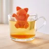 Szilikon teatojás és teafilter cicás dizájnnal tealevelek áztatásához