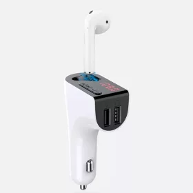   V14 2 az 1-ben autós Bluetooth headset és FM transmitter, 2 USB porttal és TF kártya támogatással, GCH-303