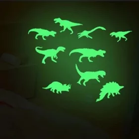   Világító dinoszaurusz formájú faldísz szett (9 darab) gyerekszobába