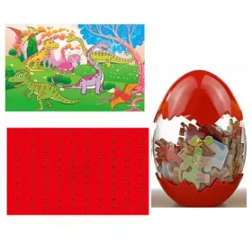   Dinós puzzle tojásban piros - Kreatív építőjáték gyerekeknek