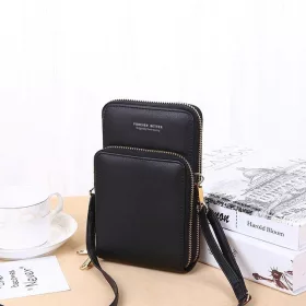   Fekete cipzáros crossbody női táska mindennapi használatra