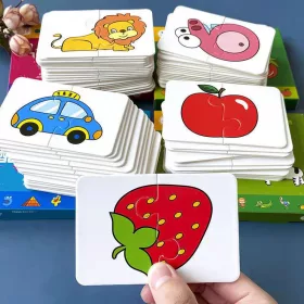   16 darabos Montessori fejlesztő Puzzle Kártya játék gyermekeknek