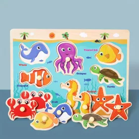   Montessori fejlesztő fa puzzle játék Járművek gyerekeknek 1