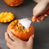 7 részes rozsdamentes acél tökfaragó késkészlet tároló táskával - Ideális Halloweeni tök dekorációhoz és faragáshoz
