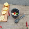 Konyhai Fokhagyma Mozsár és Mozsárkészlet Fokhagymaborshoz, Fokhagymadaráló és Chilidaráló Szürke Kő Mintás, 2 Darabos Készlet