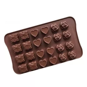   Csokoládé praliné forma készlet (ajándék, szív alakú, rózsa mintás)