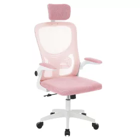   Ergonomikus irodai szék deréktámasszal és fejtámlával, rózsaszín