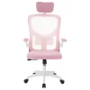 Ergonomikus irodai szék deréktámasszal és fejtámlával, rózsaszín