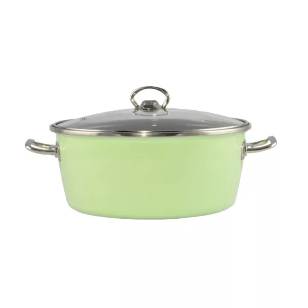 Zöld Elite Zománcozott lábas 26 cm + üvegfedő