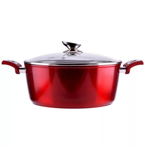 Tapadásmentes alumínium lábas üvegfedővel, indukciós, 30cm, 7.2L, Red Line 10399