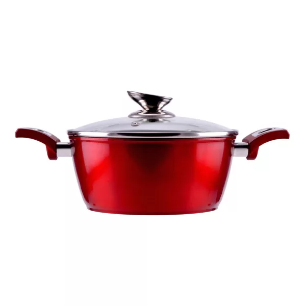 Perfect Home Red Line tapadásmentes alumínium lábas üvegfedővel 22cm, 2.6L, indukciós