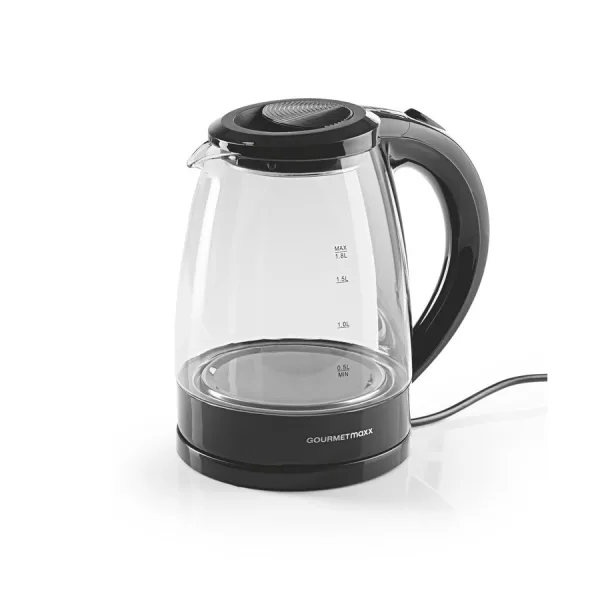 Maxx-world üveg vízforraló 1,8L 1800W fekete/ezüst