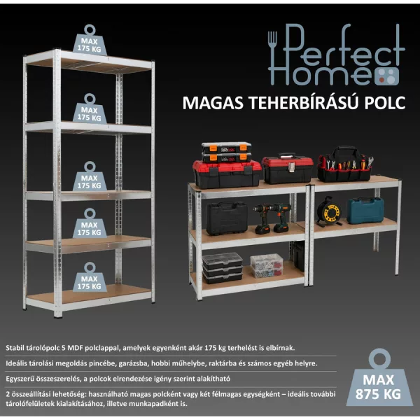 Perfect Home magas teherbírású polc 180*90*40 cm