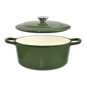   Zománcozott öntöttvas lábas fedővel 25*11 cm 3,5 liter zöld