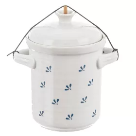 Mázas agyag fermentáló edény, kék-fehér, 2,8 l