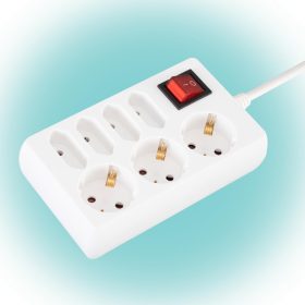   Home NV 17/WH hálózati elosztó, 1,5 m, H05VV-F 3G1,0 mm2 kábel, kapcsolós, IP20 kivitel, 3 védőérintkezős és 4 euro aljzat, max.