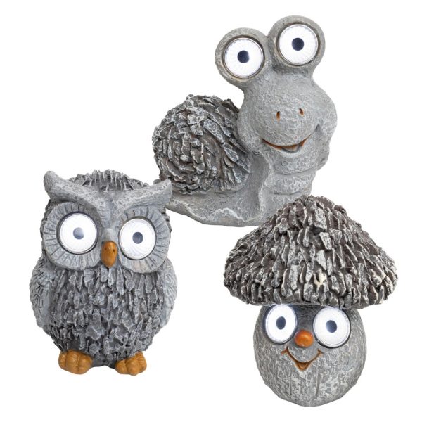 Home MX 639 napelemes kerti lámpa, gomba / bagoly / csiga,  fehér LED, automatikus, akkumulátoros