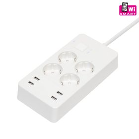   Home NV 4 WIFI smart elosztó, 1,5 m, H05VV-F 3G1,5 mm2 kábel, 4 földelt aljzat, 4 USB aljzat, max.3680W, Tuya alkalmazás kompati