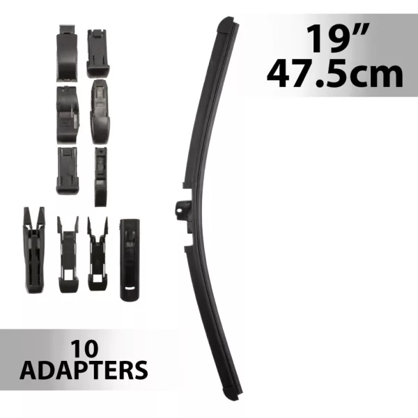 Carguard ablaktörlő 19"/47,5 cm, 10 db adapterrel
