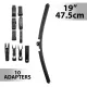 Carguard ablaktörlő 19"/47,5 cm, 10 db adapterrel