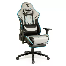   BeMaDa gamer szék párnával, szürke/fekete/kék, 84 x 52 / 48 x 50 cm