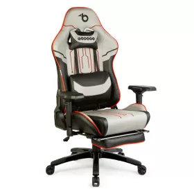   BeMaDa gamer szék párnával, szürke/fekete/piros, 84 x 52 / 48 x 50 cm