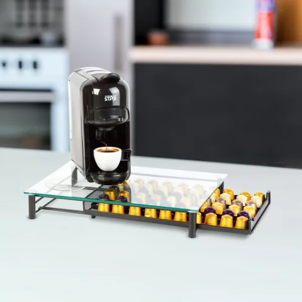 Bewello fém kávékapszula tartó 60 db Nespresso kapszulához, matt fekete