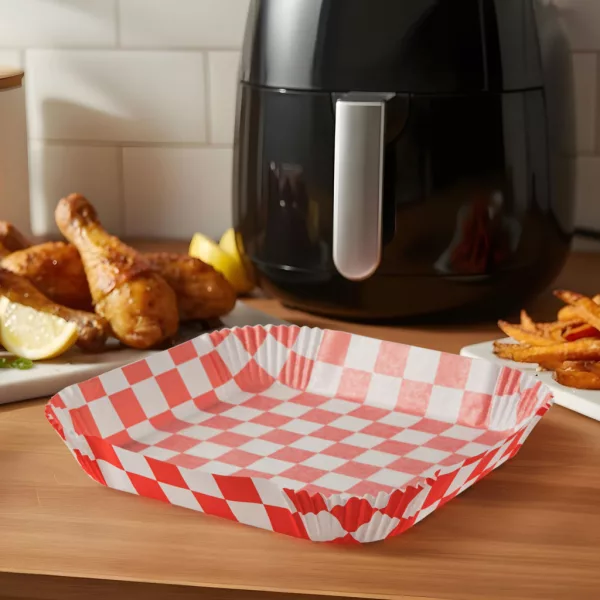 Bewello air fryer sütőpapír olaj nélküli sütőhöz, négyzet, 23 cm, 50 db/csomag