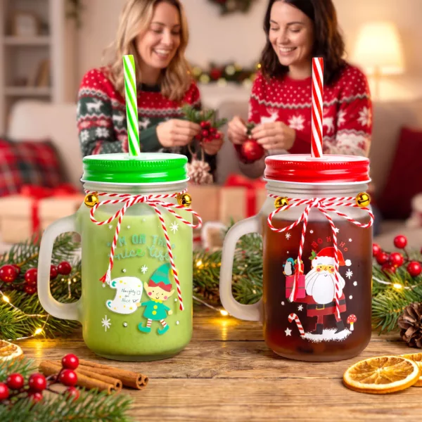 Bewello karácsonyi pohár szívószállal 450 ml 2 féle