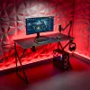 BeMaDa gamer asztal RGB LED-del, USB-vel, pohártartóval, fejhallgató tartóval, 120 x 60 x 75 cm fekete