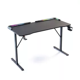   BeMaDa gamer asztal RGB LED-del, USB-vel, pohártartóval, fejhallgató tartóval, 120 x 60 x 75 cm, fekete