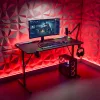 BeMaDa gamer asztal RGB LED-del, USB-vel, pohártartóval, fejhallgató tartóval, 120 x 60 x 75 cm, fekete