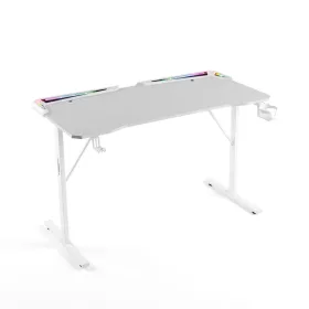   BeMaDa gamer asztal RGB LED-del, USB-vel, pohártartóval, fejhallgató tartóval, fehér 120 x 60 x 75 cm