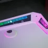 BeMaDa gamer asztal RGB LED-del, USB-vel, pohártartóval, fejhallgató tartóval, fehér 120 x 60 x 75 cm