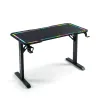 BeMaDa gamer asztal RGB LED-del, USB-vel, pohártartóval, fejhallgató-tartóval, fekete