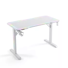   BeMaDa gamer asztal RGB LED-del, USB-vel, pohár- és fejhallgató-tartóval, 120 x 60 x 75 cm, fehér