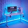 BeMaDa gamer asztal RGB LED-del, USB-vel, pohár- és fejhallgató-tartóval, 120 x 60 x 75 cm, fehér