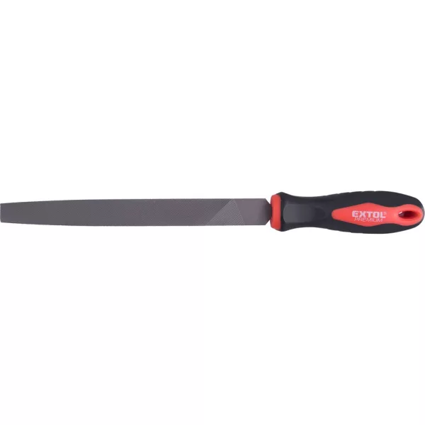 EXTOL PREMIUM fémreszelő 200mm lapos, T12 acél, vágat 2, finom, TPR gumis műanyag nyél