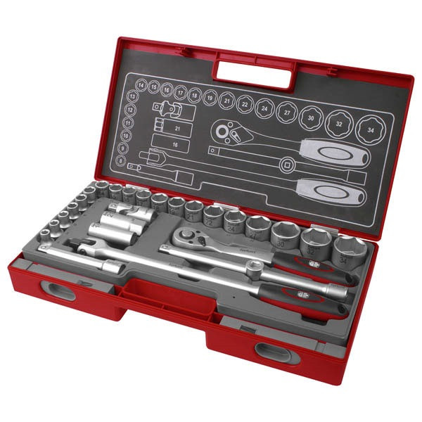 FORTUM dugókulcs klt. 1/2', 27db, 61CrV5 mattkróm; FORTUM