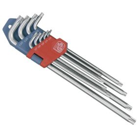   EXTOL PREMIUM torx kulcs klt. 9db, extra hosszú; T10-T50, hosszú szár: tömör, rövid szár: lyukas, CV., 90-225mm