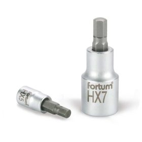   FORTUM bitdugófej, imbusz, 1/2', 61CrV5/S2, mattkróm; 14mm (HX14), 55mm