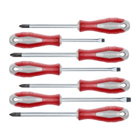   FORTUM csavarhúzó klt., 7db; lapos: 3×75, 5×100, 6×125mm, PH1×100, PH2×125, PZ1×100, PZ2×125, CV. mágneses, papír doboz