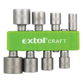   EXTOL CRAFT behajtó klt. hatlapfejű csavarhoz 8db; 5-13mm(5-5,5-6-7-8-10-11-13mm),36-38mm hossz, hatszög befogás, nem mágneses,