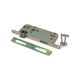   FLAME Beltéri bevésőzár, 45×90×20×7mm, 2 kulcsos, kerek előlappal, Flame