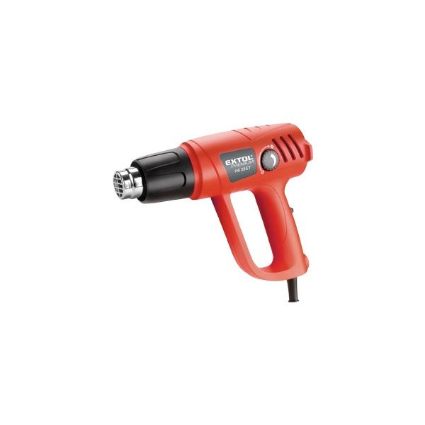 EXTOL PRMIUM hőlégfúvó, 2000W két fokozatú, 1000W/2000W, 50-450/90-650°C, 250/500 L/perc, kofferban, tartozékokkal