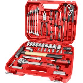   EXTOL PREMIUM szerszám és dugókulcs klt., 55 db; 1/2' racsnis hajtókar (45 fog), dugófejek, BIT-ek, csavarhúzók, csillag-villás