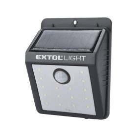   EXTOL LIGHT éjszakai készenléti LED lámpa, 0,4W, 16 LED; 120 Lm, napelem+szenzor, Li-ion akkus, 1200 mAh, falra szerelhető