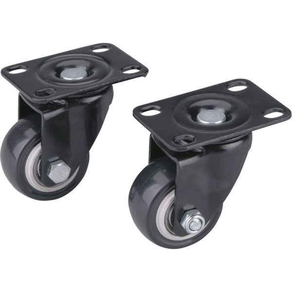 EXTOL PREMIUM készülékgörgő 2 db, önbeálló, fekete PVC, golyóscsapággyal, 40mm, max, teherbírás: 30 kg/db