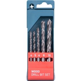   EXTOL PREMIUM fafúró klt. 5 db, rövid, 4-5-6--8-10mm, Cr.V., normál befogás; műanyag dobozban