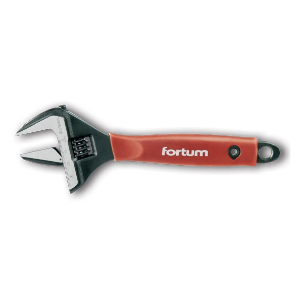 FORTUM állítható villáskulcs BW sorozat, 22,5 fok,61CrV5; gumírozott markolat, 212mm, / 8', foszfátozott, 0-38mm tartomány